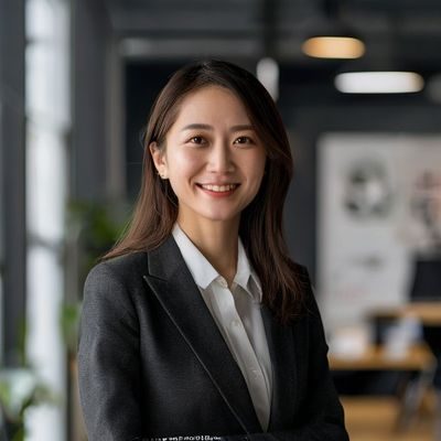 三上悠亚品牌总监林晓雅的职业形象，身着简约职业装，面带专业微笑，背景为创意工作室环境，展现品牌美学素养